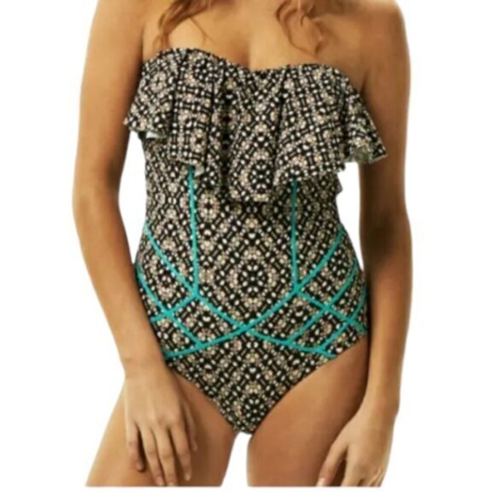 Bond-Eye Australia Swimsuit Ruffle Top Indian Princess Size 10 NWT #2442